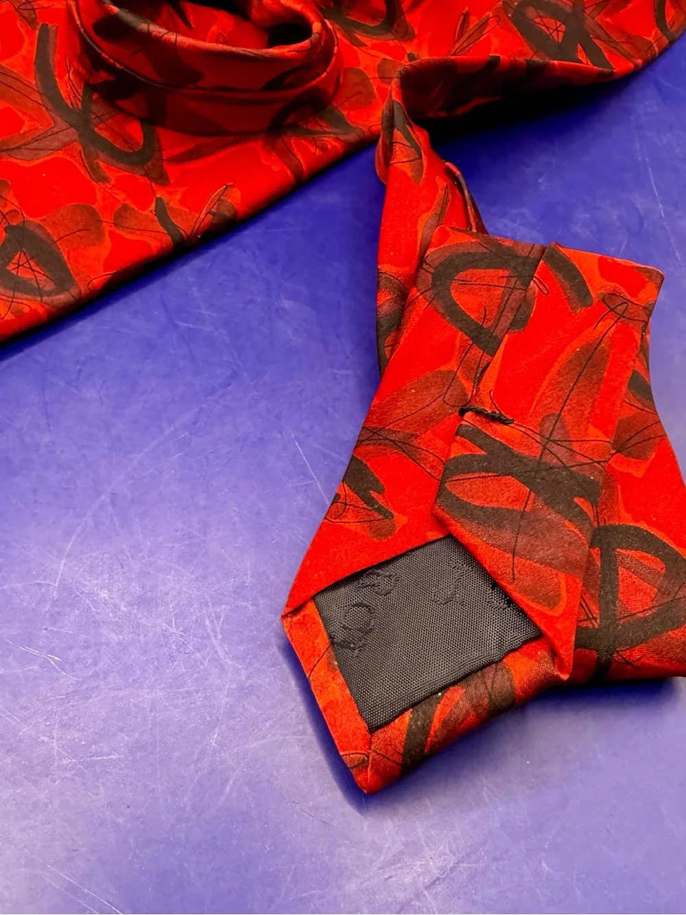 J Garcia Lot of 2 Silk Ties Red Abstract & Scales Coll 15